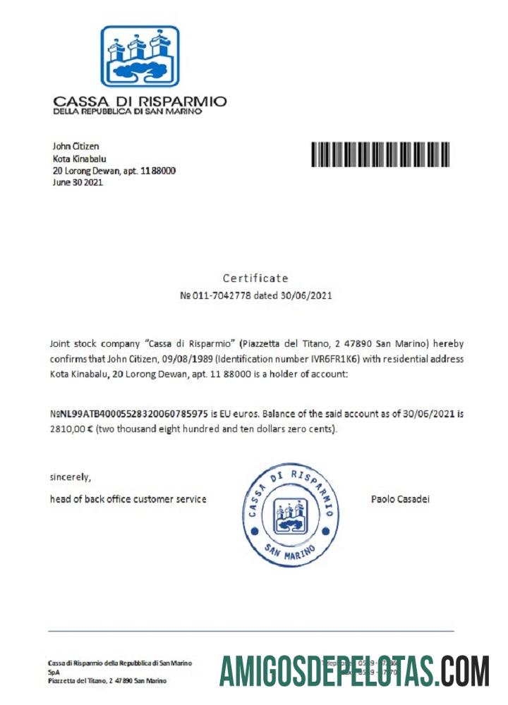 Referência de São Marino Cassa Di Risparmio modelo